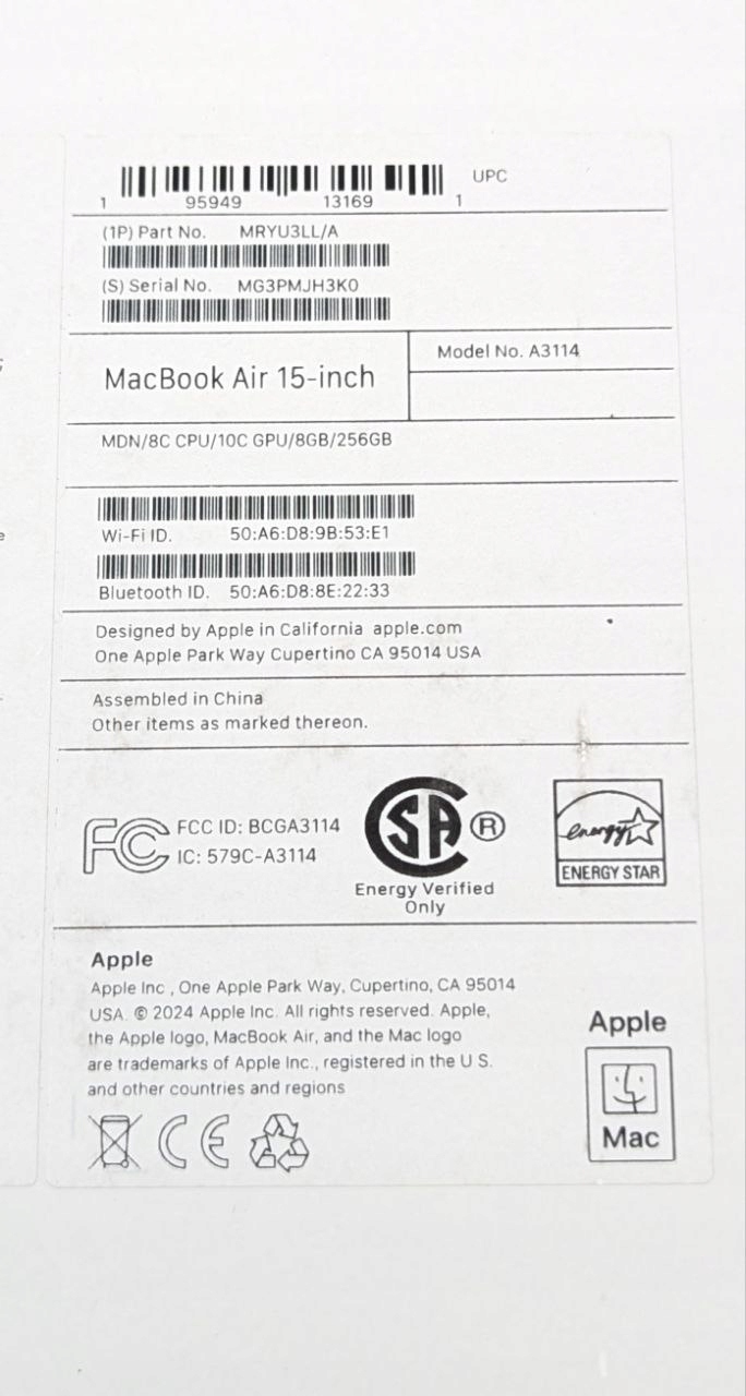 thumb Laptop Apple MacBook Air 15 M3 Apple M 8 GB / 256 GB MidNight (Powystawowy)