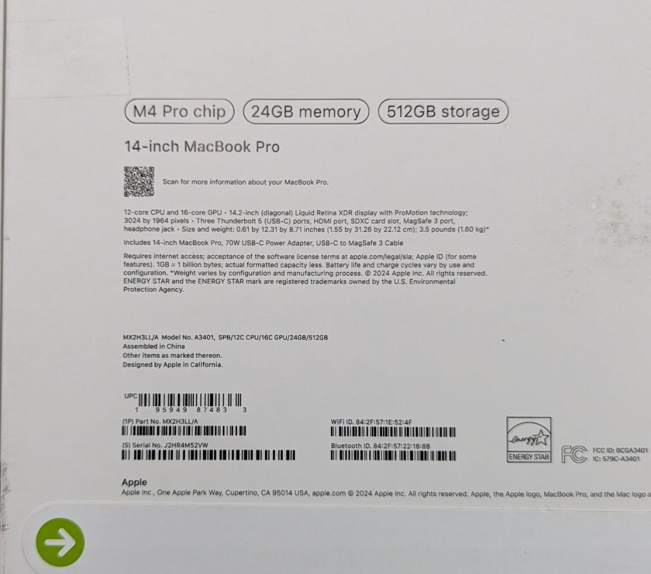 thumb Laptop Apple MacBook Pro 14 M4 Pro 24 GB/512 czarny (Powystawowy)