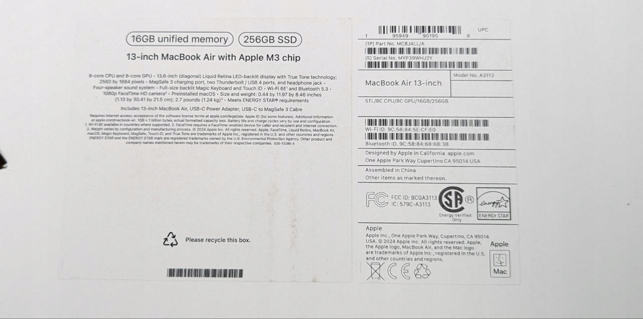 thumb Laptop Apple MacBook Air 13 M3 Apple M 16 GB / 256 GB złoty (Powystawowy)
