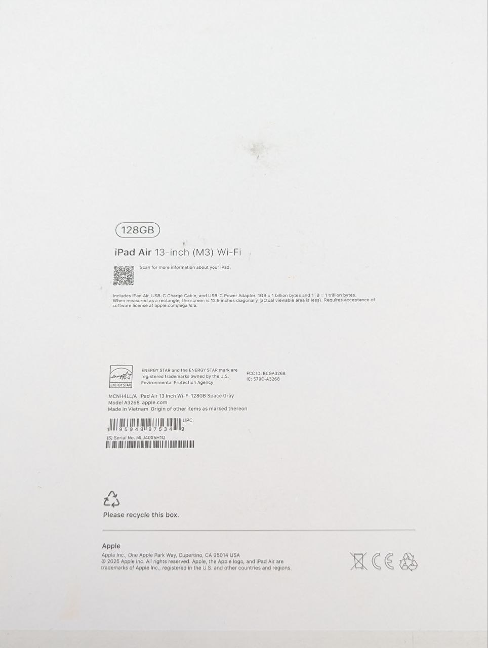 thumb Tablet Apple iPad Air 13 M3 128 GB Gwiezdna Szarość Wi-Fi 2025|OUTLET (Po zwrocie)