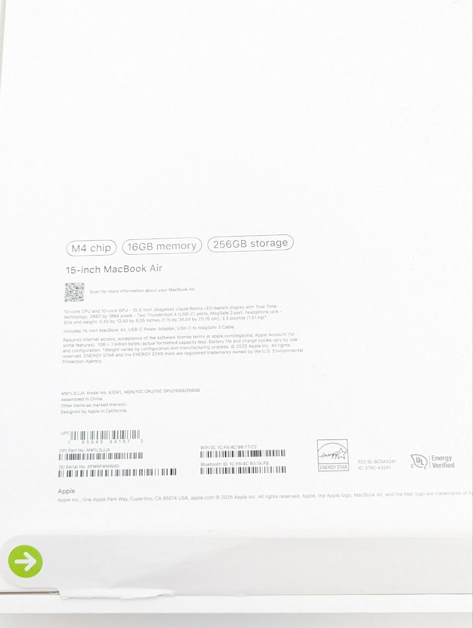 thumb Apple MacBook Air 15,3" M4 16GB / 256GB Północ|OUTLET (Powystawowy)