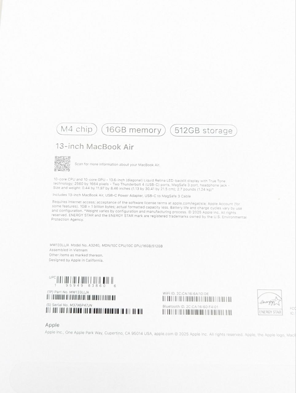 thumb Apple MacBook Air 13,6" M4 16GB / 512GB czarny (Powystawowy)