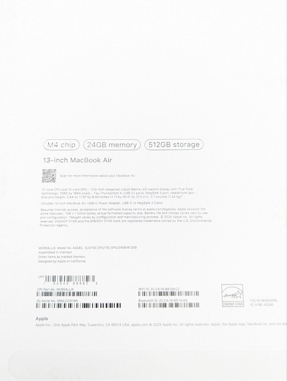 thumb Laptop Apple MacBook Air 2025 13,6 " Apple M4 24 GB / 512 GB srebrny (Powystawowy)