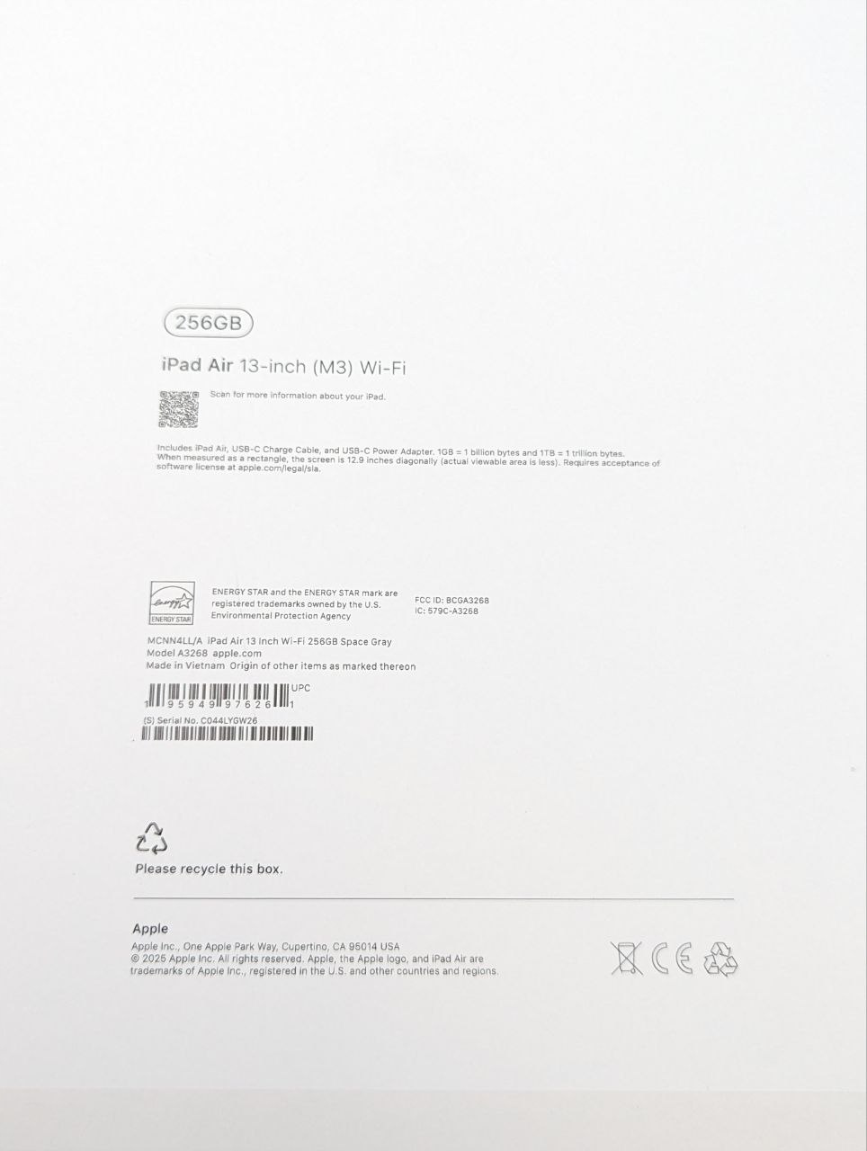 thumb Apple iPad Air 13" M3 256GB WI-FI Gwiezdna Szarość (Powystawowy)