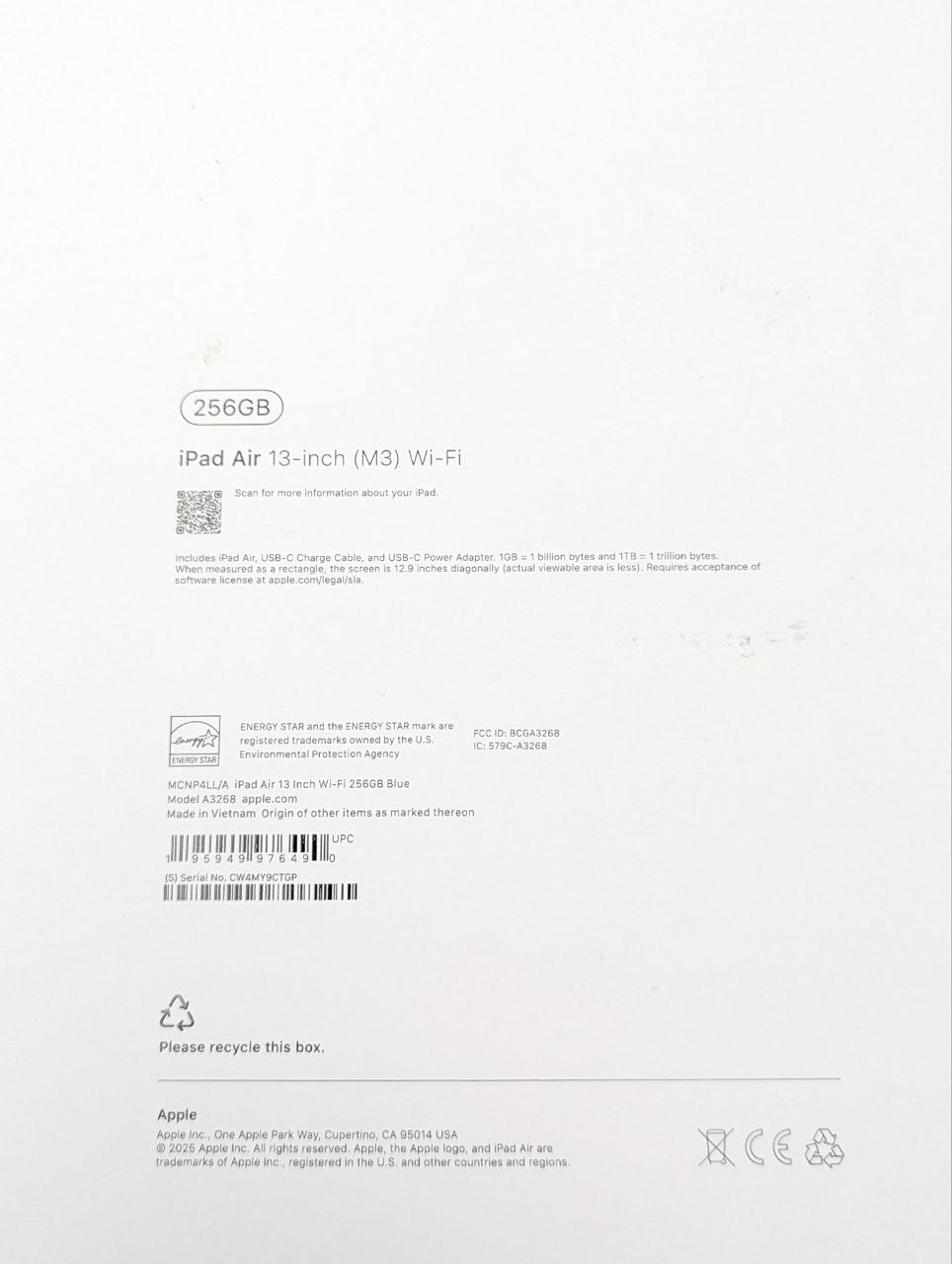 thumb Apple iPad Air 13" M3 256GB WI-FI Niebieski (Powystawowy)