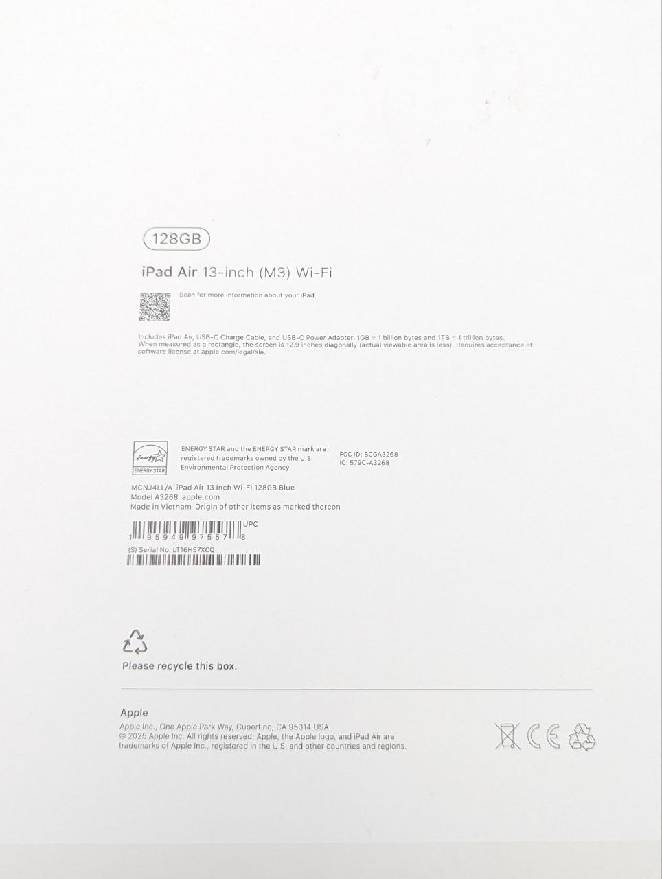 thumb Apple iPad Air 13" M3 128GB WI-FI Niebieski (Powystawowy)