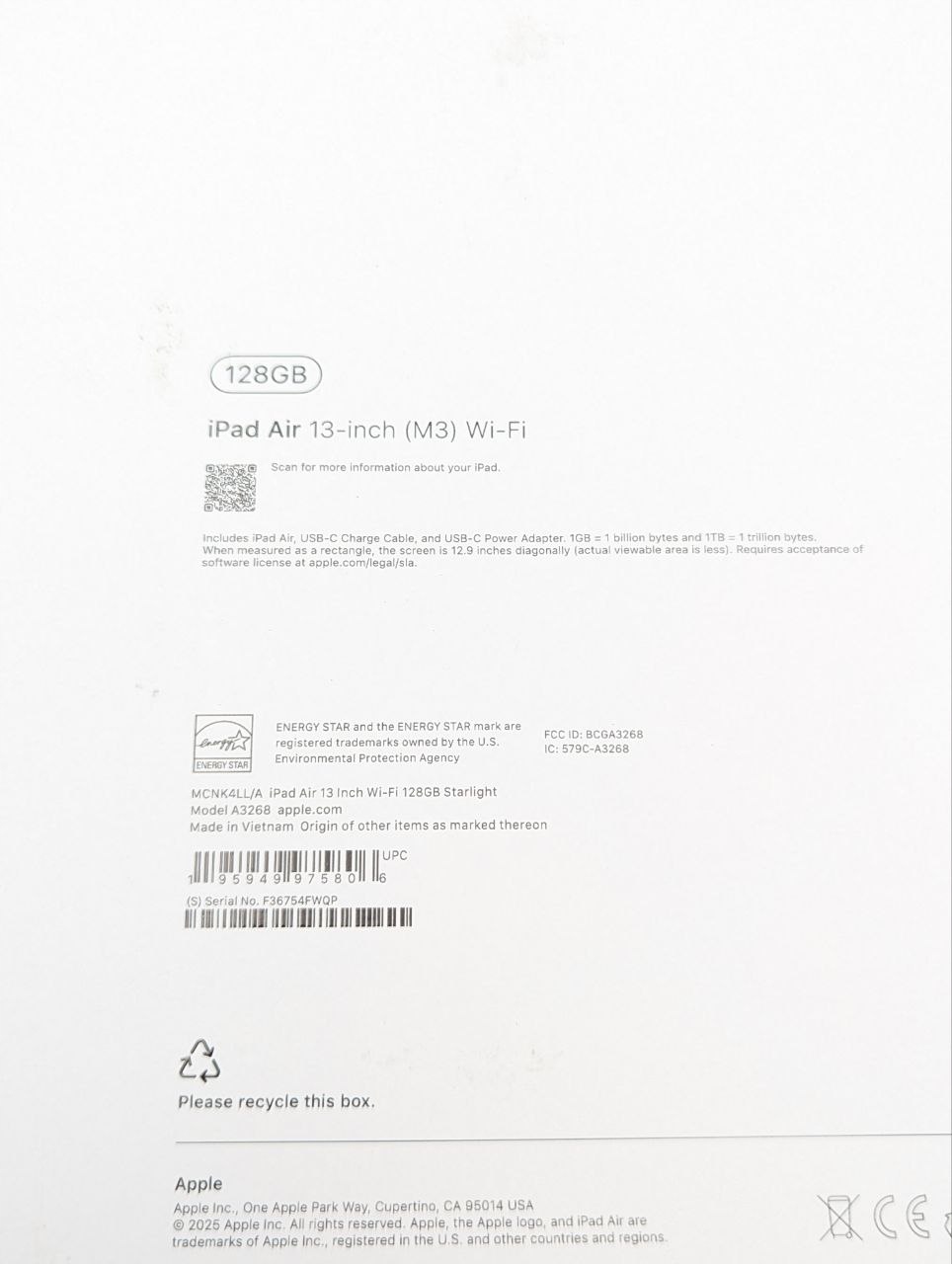 thumb Apple iPad Air 13" M3 128GB WI-FI Księżycowa poświata (Powystawowy)