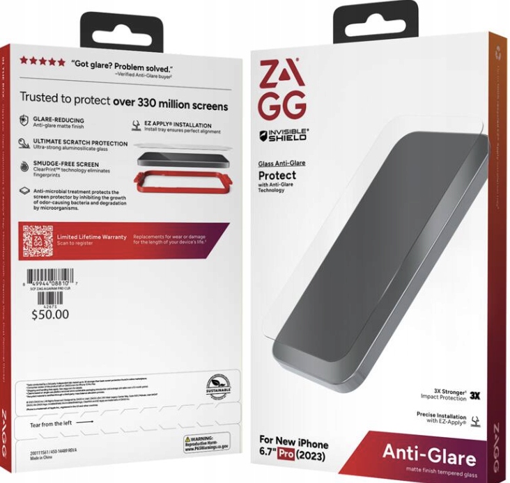 thumb Szkło hartowane Zagg Anti-glare Anti-fingerprint do Apple iPhone15 Pro Max