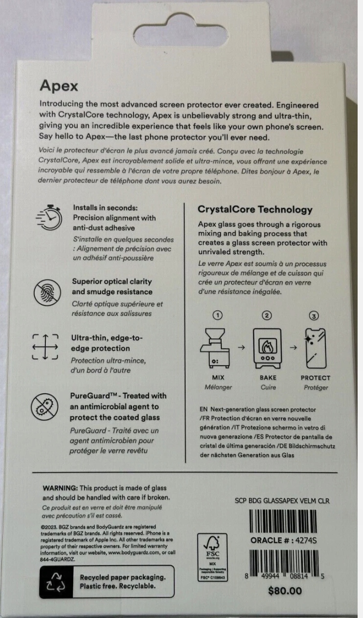 thumb Szkło hartowane BodyGuardz Apex Tempered do Apple iPhone 15/15 Pro