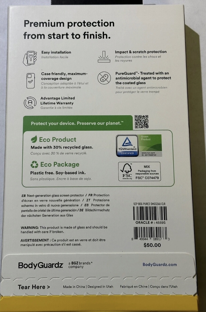 thumb Szkło hartowane BodyGuardz Pure 3 do Samsung Galaxy S24 Ultra