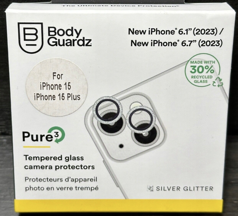thumb Szkło hartowane na aparat BodyGuardz Pure 3 do iPhone 15/15 Plus srebny