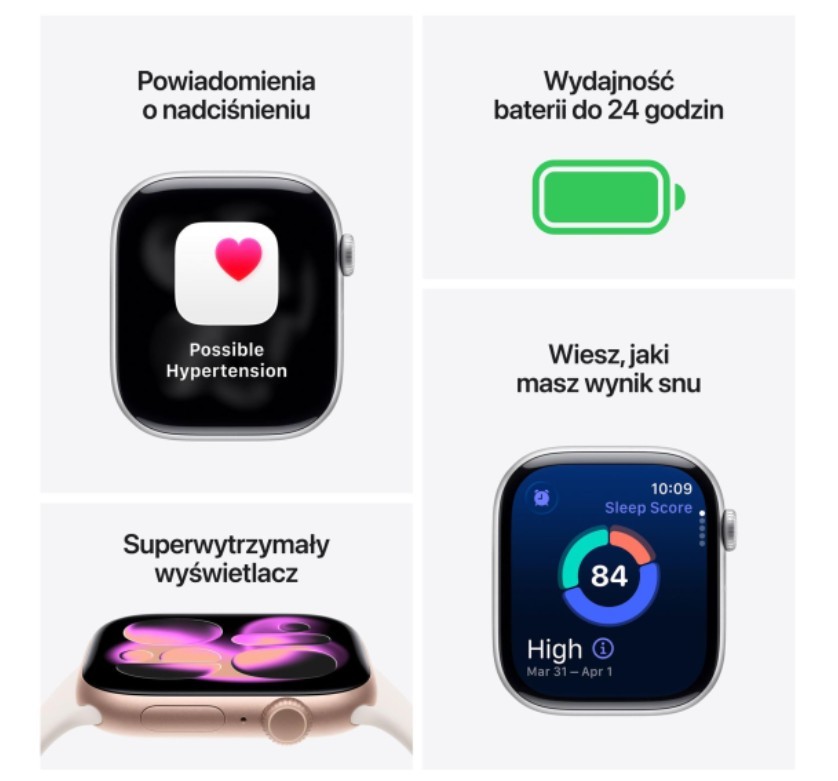 Apple Watch Series 11 GPS+Cellular 42mm Srebrny z paskiem S/M (Powystawowy)